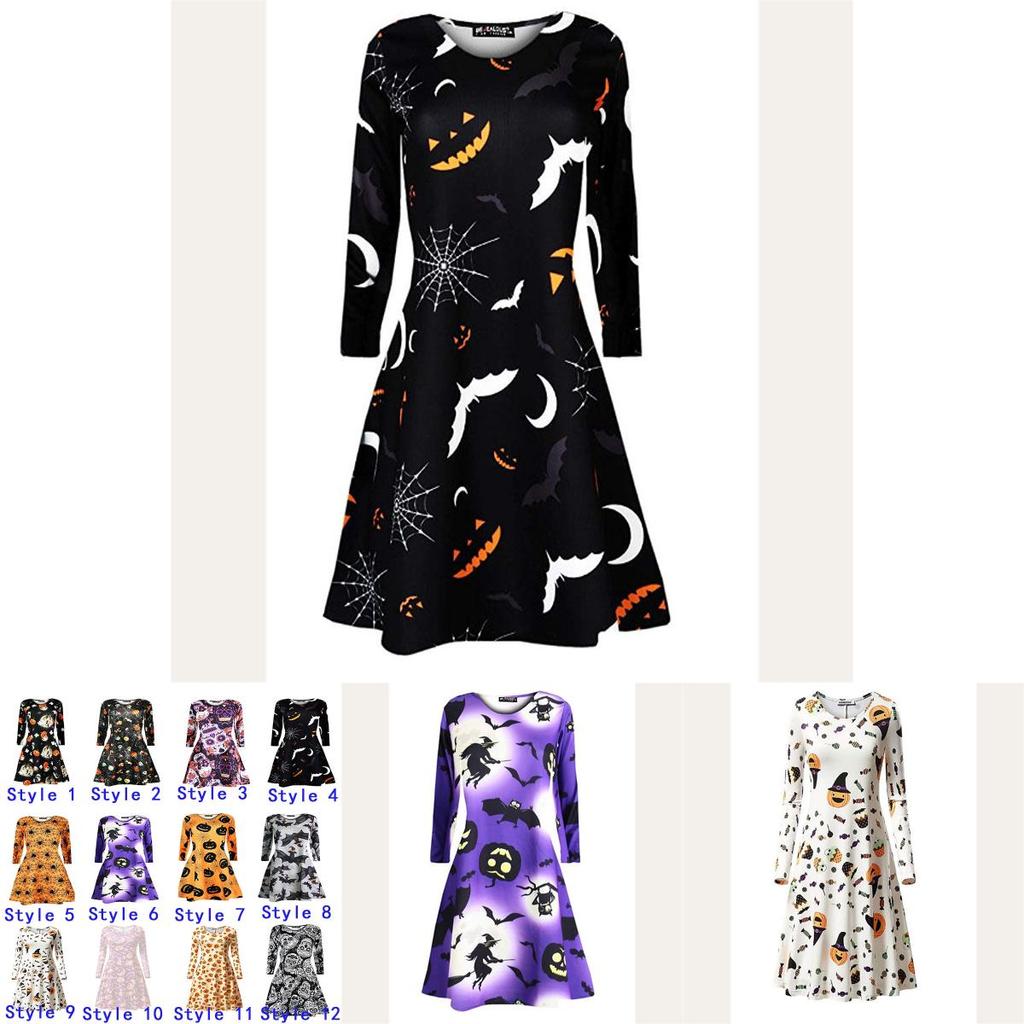 Premium Quality Womens Vampire Horror Blood Halloween Costume Flared Swing Dress