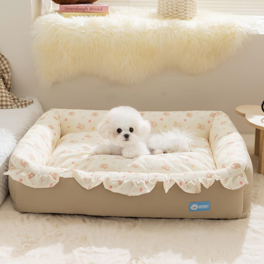 Süßes Haustiernest Hund Quadratisches Nest Offen Großer Raum Voll von Bedrucktem Zwinger Hundebett Hundematte Kleiner Hund Bigbear Teddy