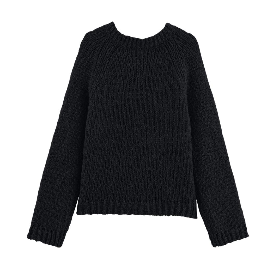 Women's Embroidered Round Neck Vintage Loose Knitted Cardigan Sweater Jacket