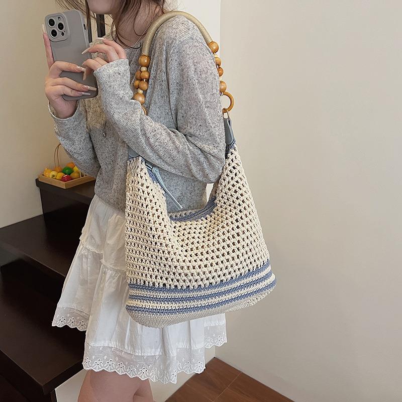 Large capacity woven bag women's summer new versatile shoulder messenger bag seaside vacation wind beach bag
