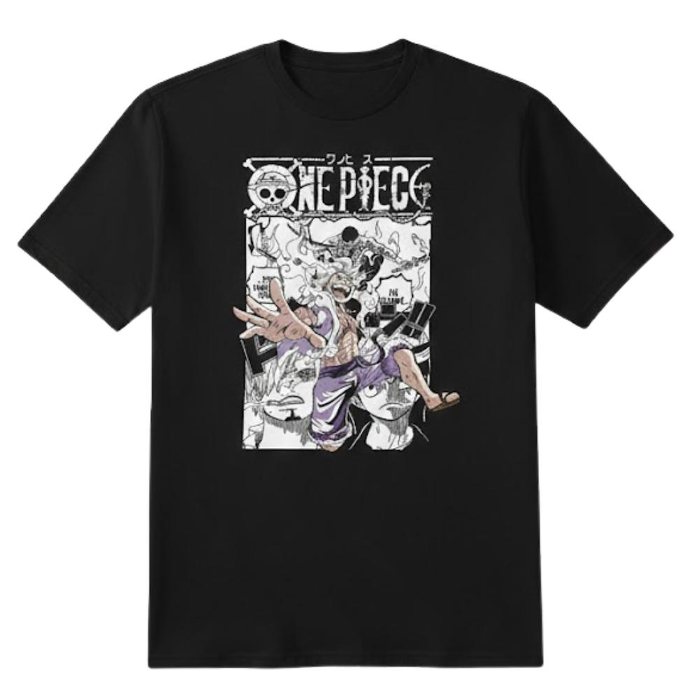 

Summer 2026 One Piece Luffy Five Nika Comic Style Street Trend Theme 100 Cotton Print Loose Tshirt Male and Female Top S