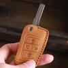 Leather Car Key Case For Vw Volkswagen Golf Vii Mk7 Gti Jetta 4 Buttons Flip Keychain Hoder Remote Control Fobs Protector Cover