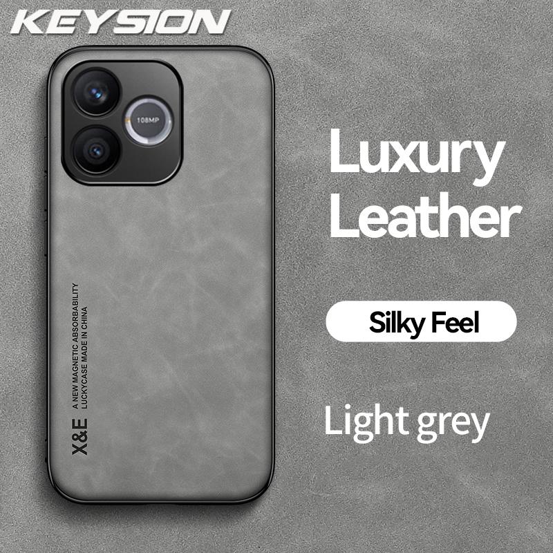 KEYSION Luxury Retro PU Leather Phone Case for HONOR 600 Lite 5G Silicone+PC Shockproof Phone Back Cover for Honor 500 Smart 5G