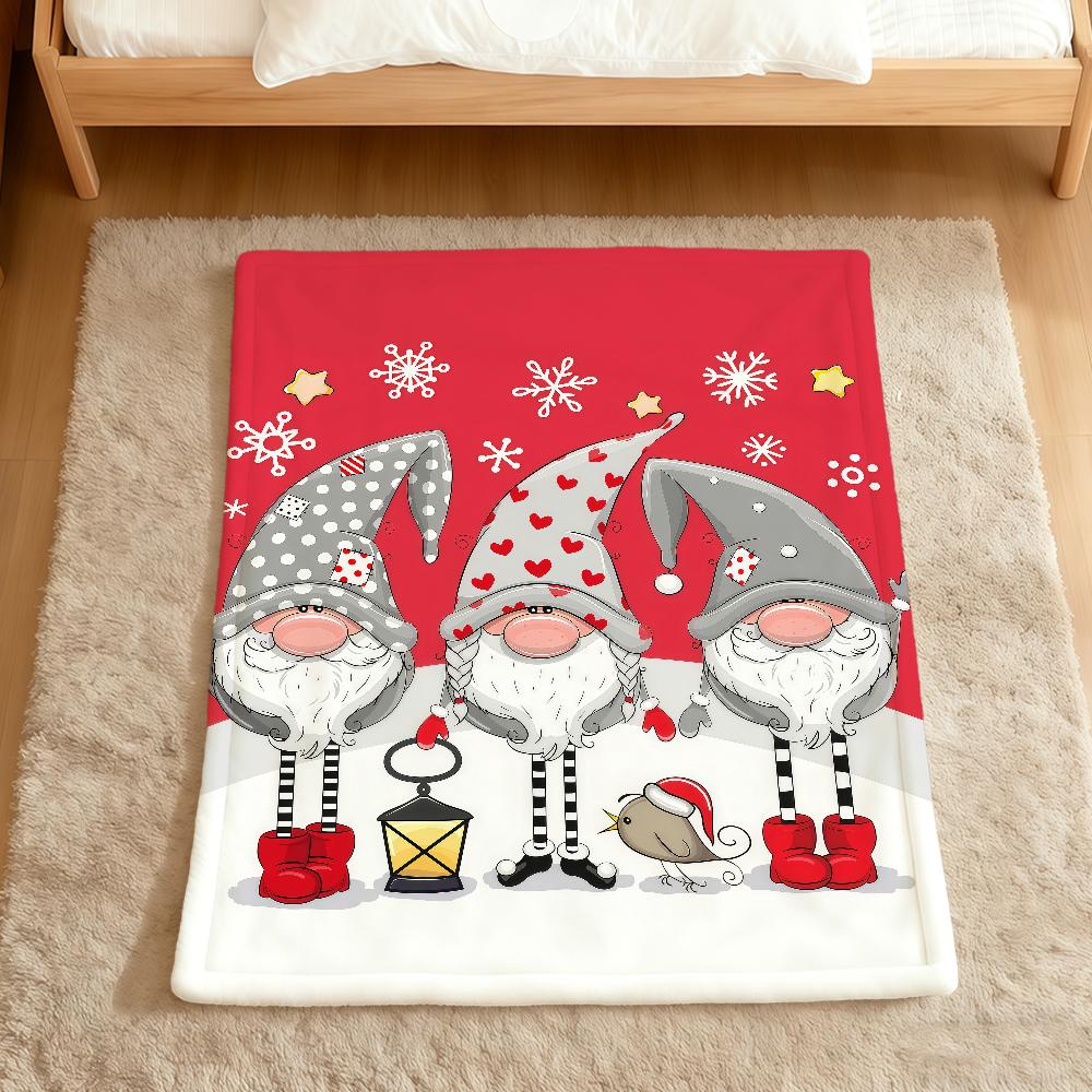 fashion art Cute Christmas gnomes Flannel soft warm plush blanket for sofa living room pet hogar bedroom gift home Car portable