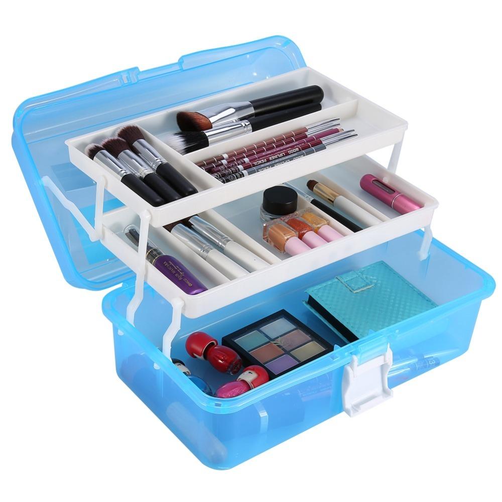 Blue Color Cosmetic Tools Container Portable Craft Storage Case  For Baking Supplies