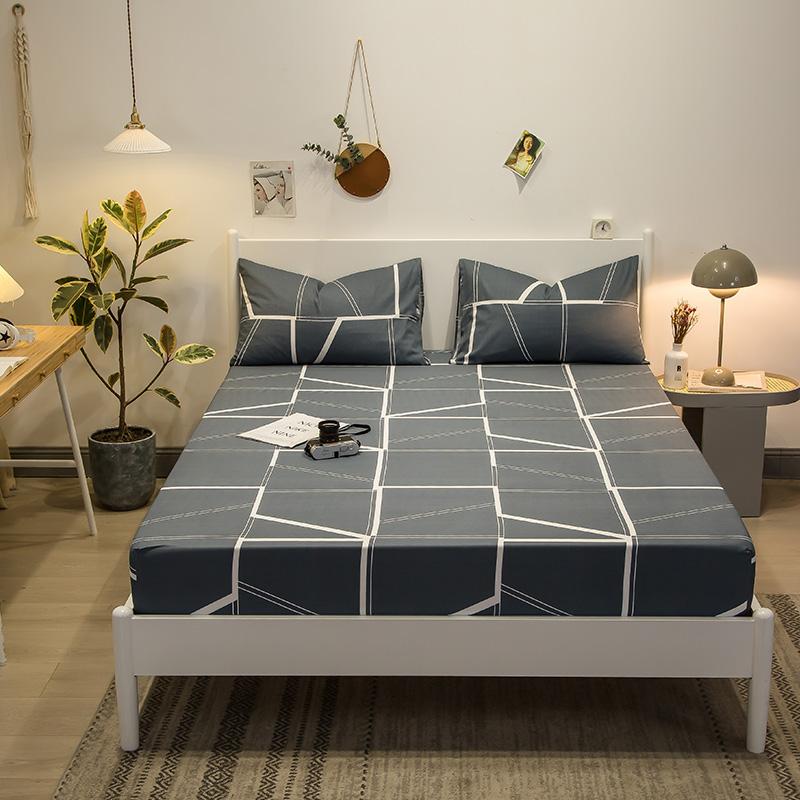 Colorful Floral Fitted Sheet Set 100% Cotton Bedding Set 3Pcs Bed Cover Pillowcases Skin-friendly Breathable Bedroom Decor