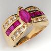 Fashion Gold Color Inlaid White Red CZ Women's Ring Geometry Daily Wear Party Jewelry