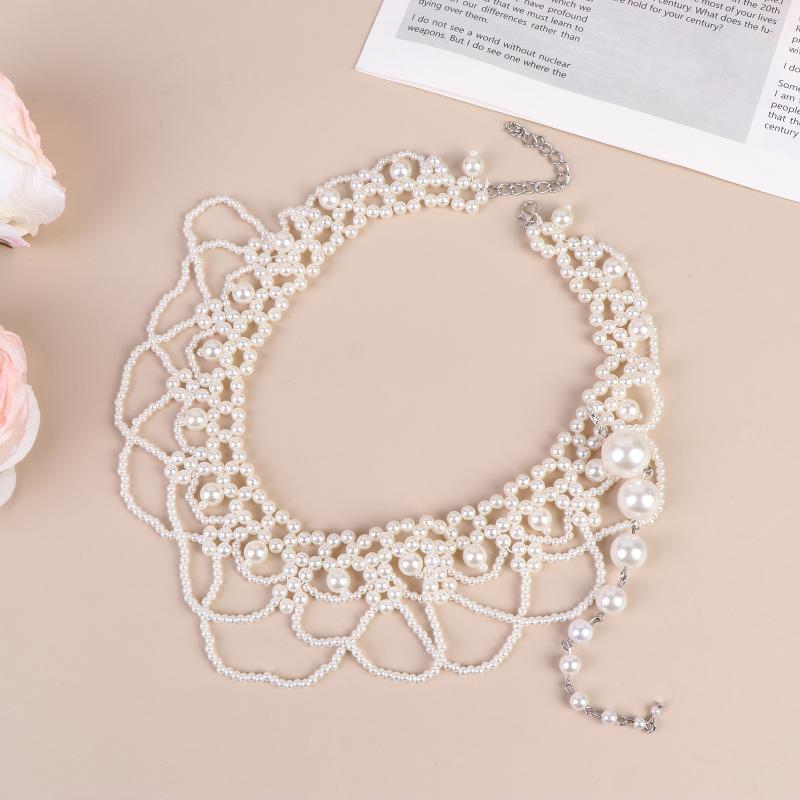 White Beaded Headdress French Style Pearl Bridal Headwear Wedding Elegant Hair Jewelry Photography Accessories