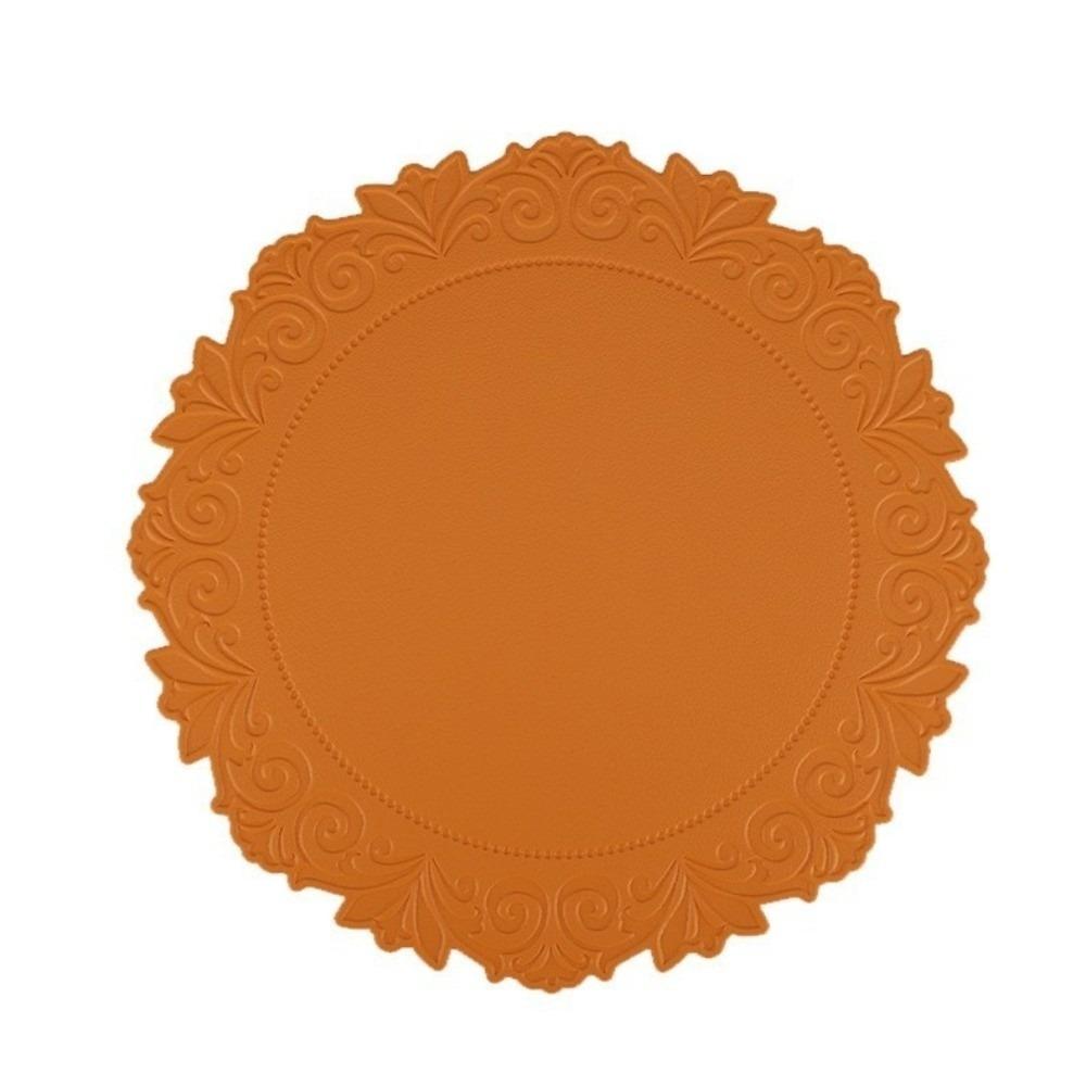 Anti-Slip Table Placemats Round Shape Faux Leather Placemats Embossed Placemats Dining Table