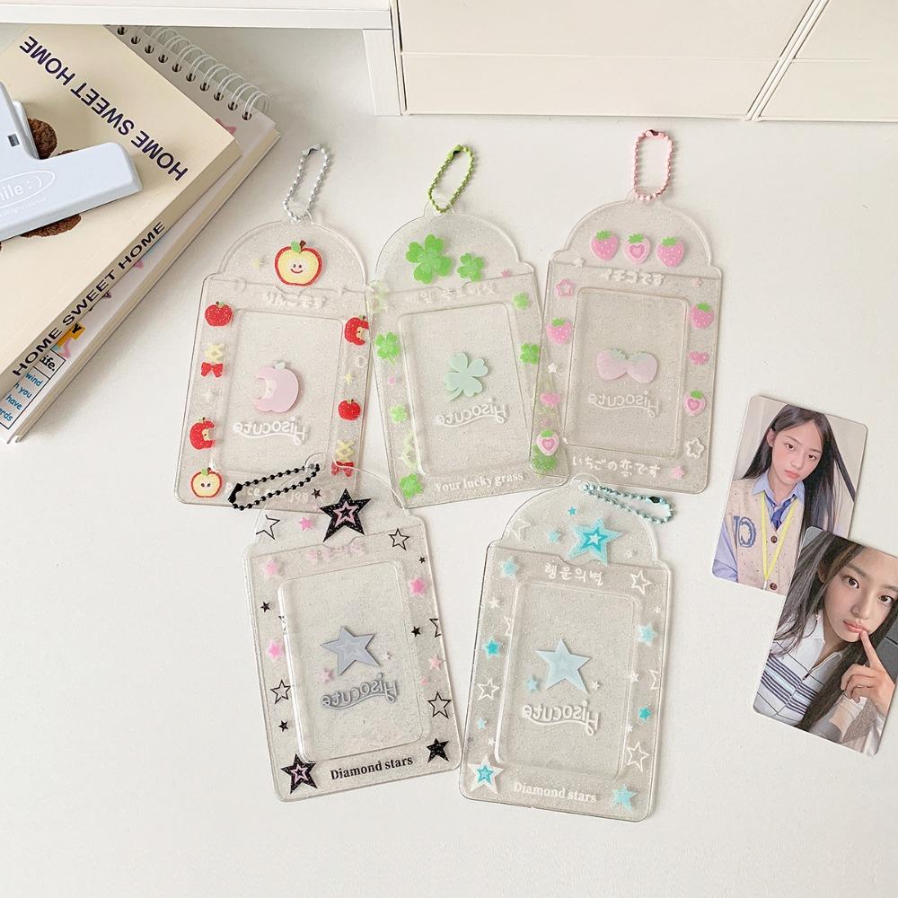 Keychain Pendant Korean Photocard Holder Star Strawberry Idol Card Display Protector Card Decor
