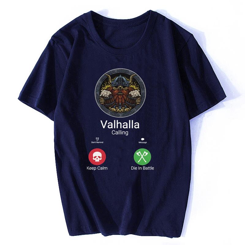 Vtipné tričko Valhalla volá Pánské Bavlněné Pěkné tričko O-výstřih Krátký rukáv Vikingské Odin Tričko Topy Harajuku