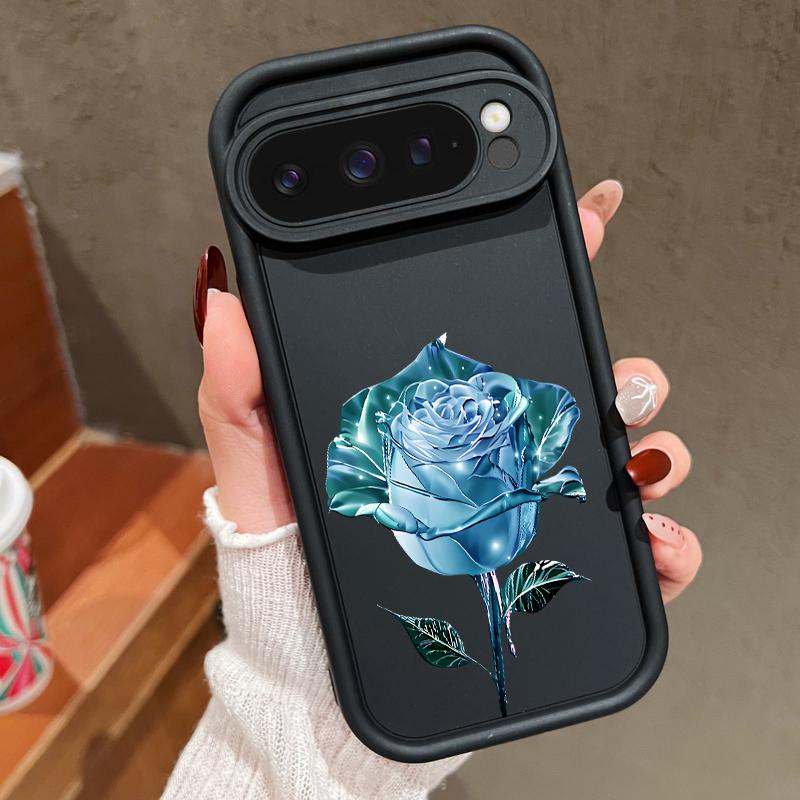Crystal Rose Flower Print TPU Shockproof Case For Google Pixel 9 Pro XL 8 Pro 8A Lens Protection Matte Soft Phone Cover