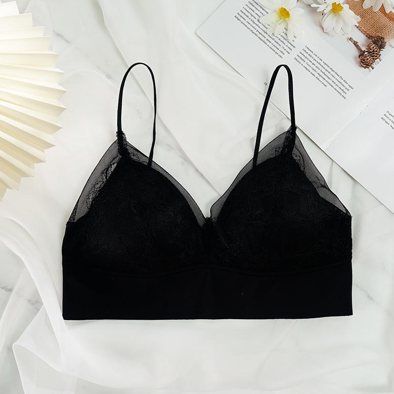 Romantic Lace Triangle Camisole Bra: Seamless Vest Style for Small or Flat Chests