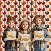 Thanksgiving Decorations, 2 Pack 3.3 x 6.6 Ft Red Orange Brown Turkey Metallic Tel Foil Fringe Curta Streamers Backdrop for Fall Thanksgiving