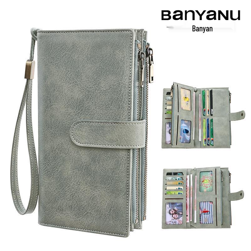 Banyanu Große Kapazität Multi-Karten-Geldbörse & Münzbörse für Damen & Herren - Retro-Stil hellgrüne