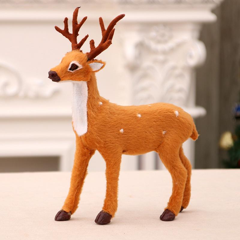 1/2/3pcs Simulation Sika Deer Ornaments Plush Toys Christmas Reindeer Figurine Decor Dolls Animal Model Christmas Ornaments Gift