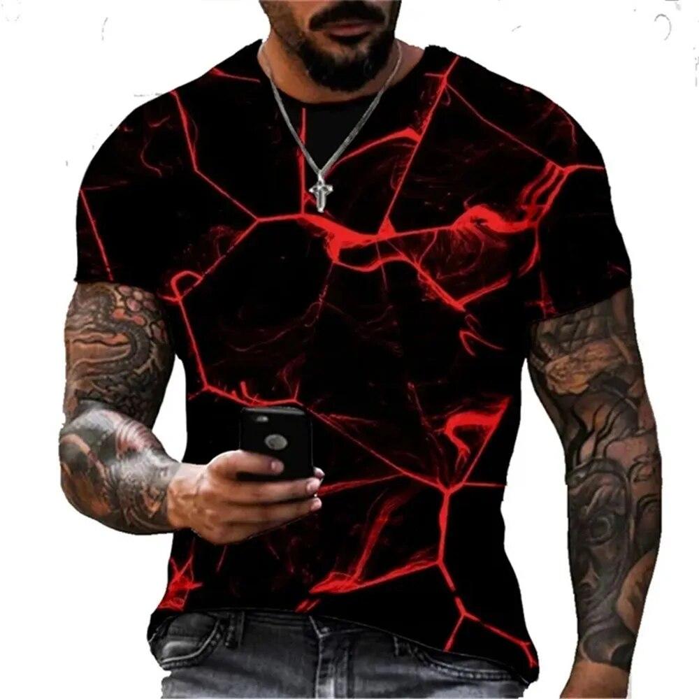 3D Cartoon Pattern Short Sleeve Summer Trend Fashion Street Hip Hop Style Loose Comfortable Round Neck T-Shirt Men Clothing