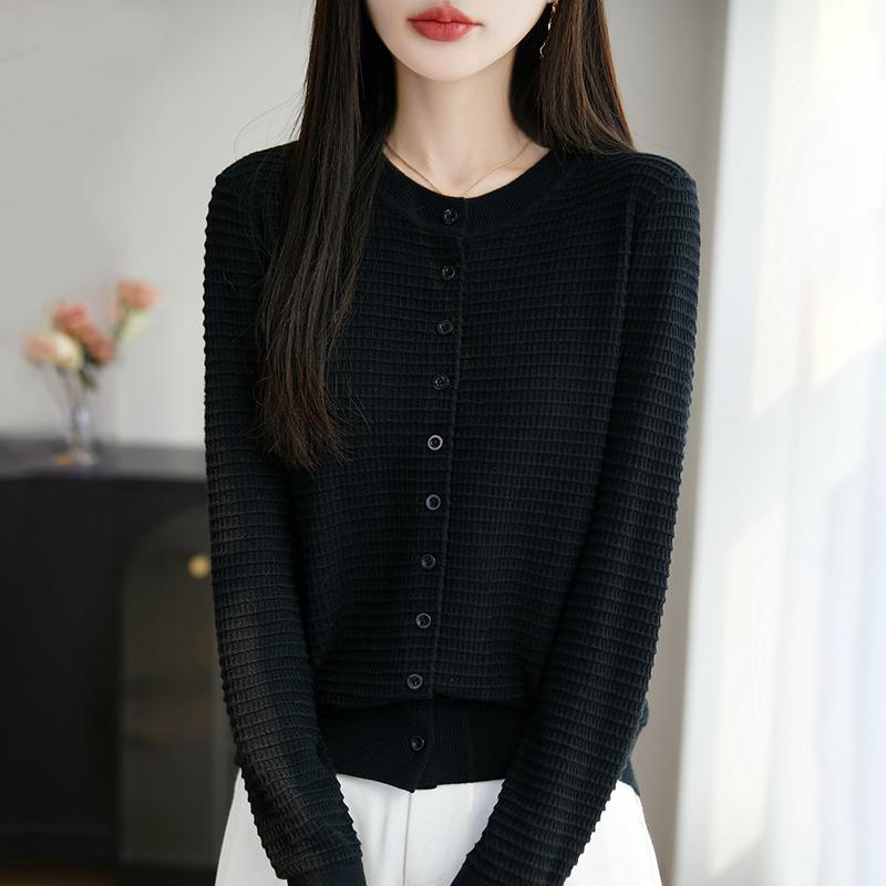 

Женский легкий кардиган из 50% шерсти и 50% шелка Mulberry — универсальный трикотаж на все 4 сезона для комфорта и стиля в любое время года XL чёрный