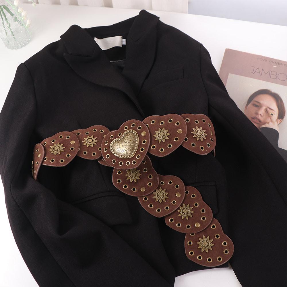 PU Dress Decoration Brown Waist Accessories Exaggerated Appearance Hollow Belts  Girls