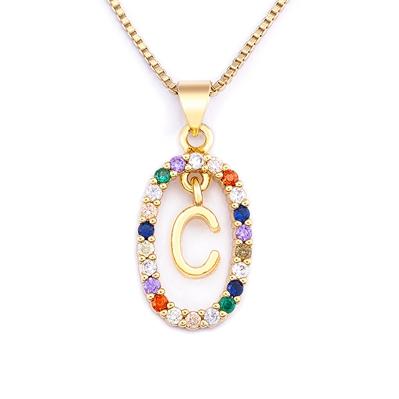 Nidin New Colorful 26 Letters A - Z Initial Alphabet Pendant Long Chain Necklace Jewelry Women Accessories Gift