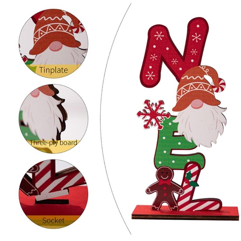 Handcrafted Wooden Christmas Gingerbreads Man And Rudolph Reindeers Decoration For Festival Home Office Tabletop Display