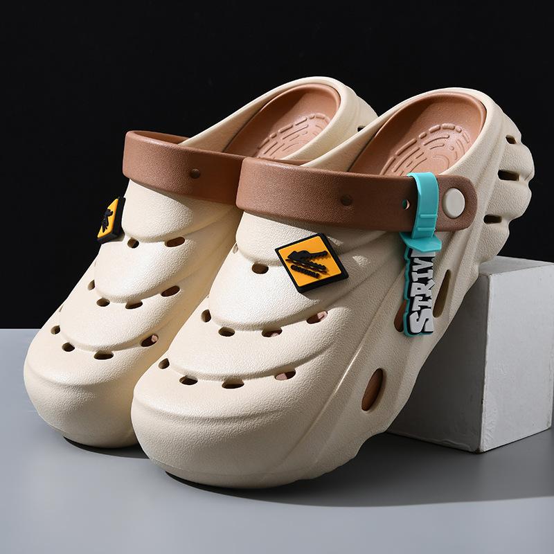 Couple Comfortable Two Wear Sandals Summer Travel Breathable Sandals Non-slip Beach Shoes Hole Shoes Straight Hair