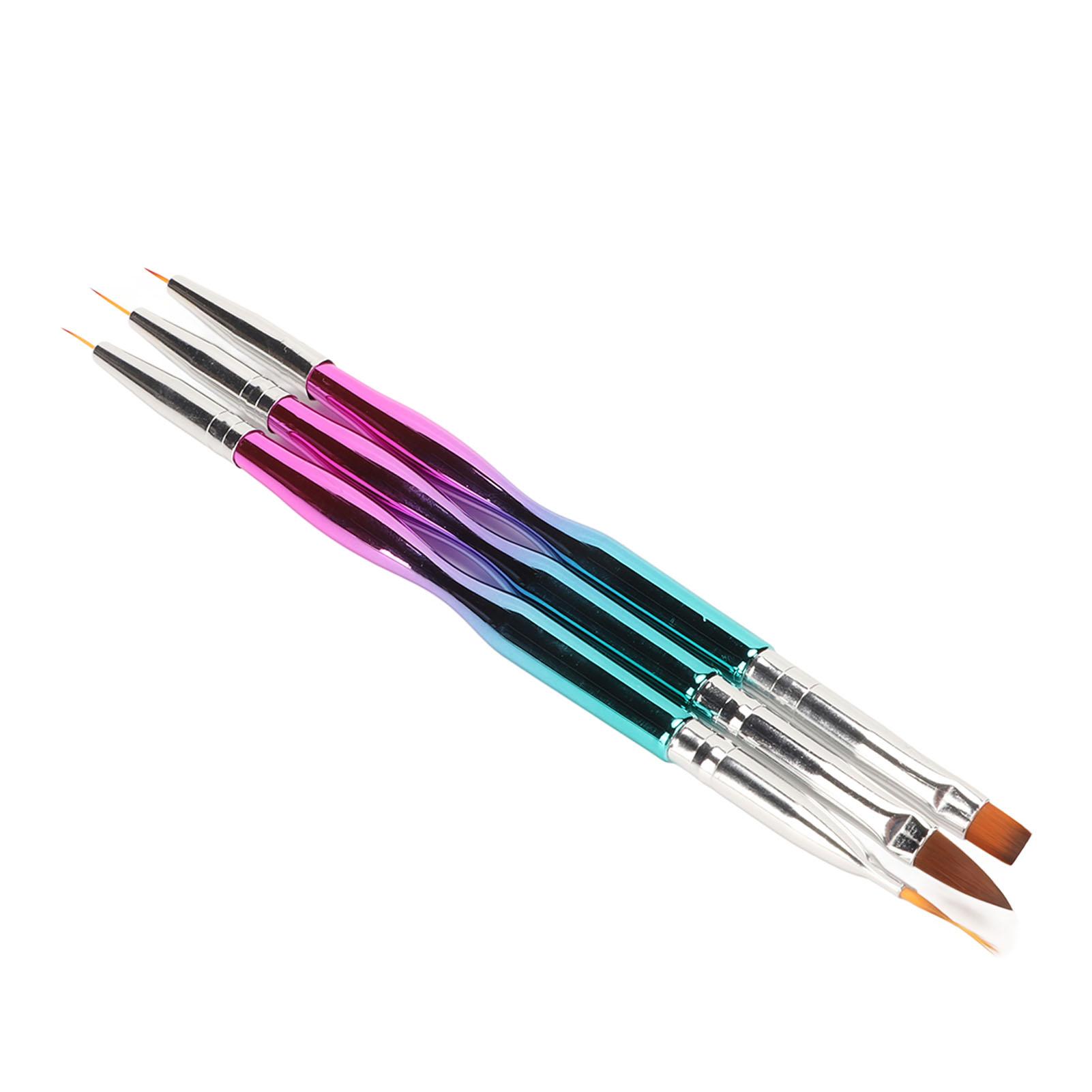 

3 шт. Кисть для дизайна ногтей Двусторонняя DIY Профессиональная кисть для наращивания ногтей для маникюра Салон красоты