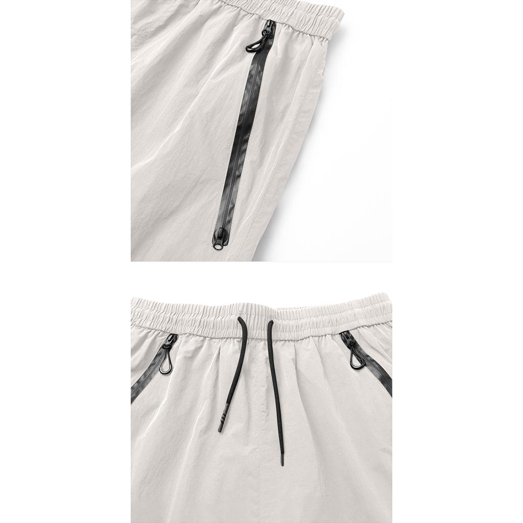 Men Drawstring Waist Shorts With Zipper Pockets Lightweight Breathable Fabric Relaxed Style For Outdoor Use