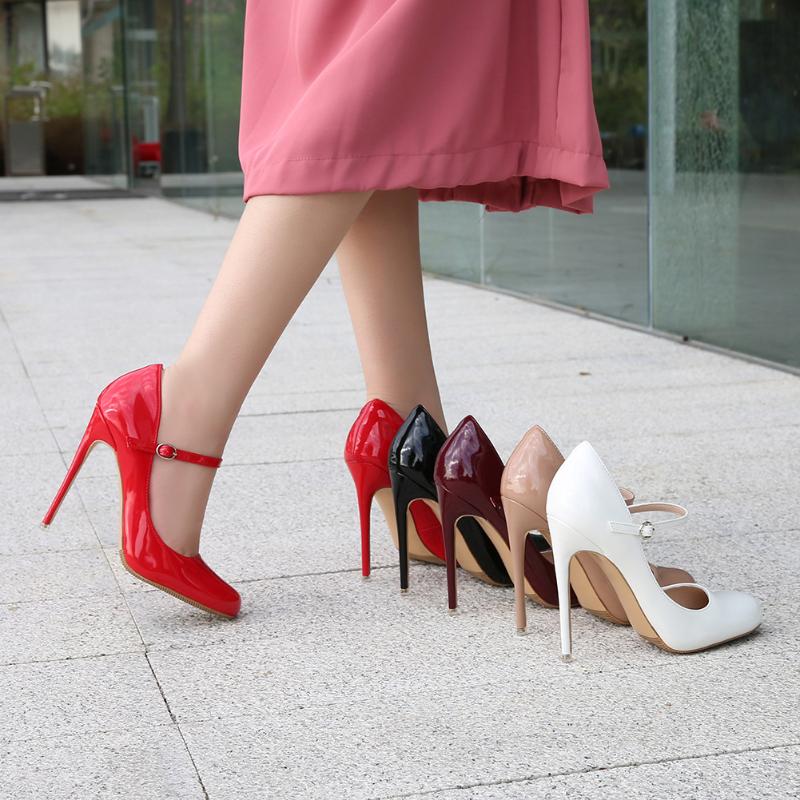 New 12cm Round-Toe Wristband High Heels Daily White-Collar Drag And Catwalk Fashion Elegant Fashionable Buckle Women's Shoes