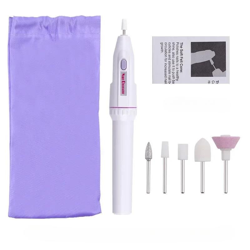 5 in 1 Electric Nail Polish Drill Machine With Light Portable Mini Electric Manicure Art Pen Tools For Gel Remover