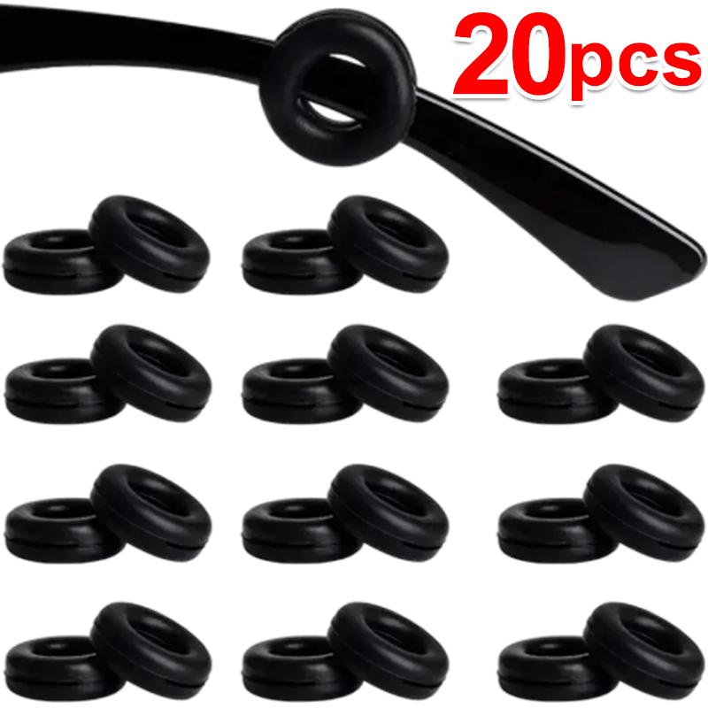 

20-200pcs Black Silicone Anti-slip Eyeglass Hooks Grip Unisex Round Eyeglasses Leg Ear Sleeve Stopper Eyewear Retainer Holders