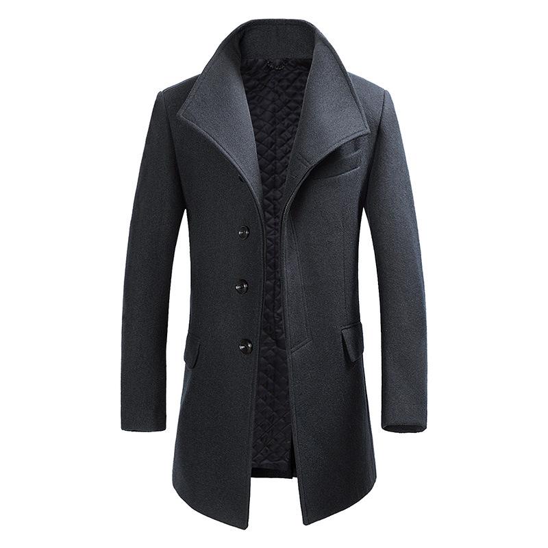 Autumn and Winter Woolen Coat Men's Fashion Medium and Long Thickened British Style Wool Woolen Coat Men