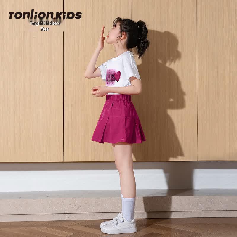 Tankun Girls' 2026 Summer Short-Sleeve Skirt Set
