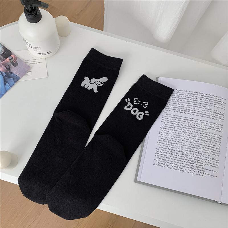 

Socks Female Cartoon Animal Female Ab Medium Tube Socks Tide Left And Right Foot Ab Socks Creative Personality Pure Cotton Socks One size fits all чорний