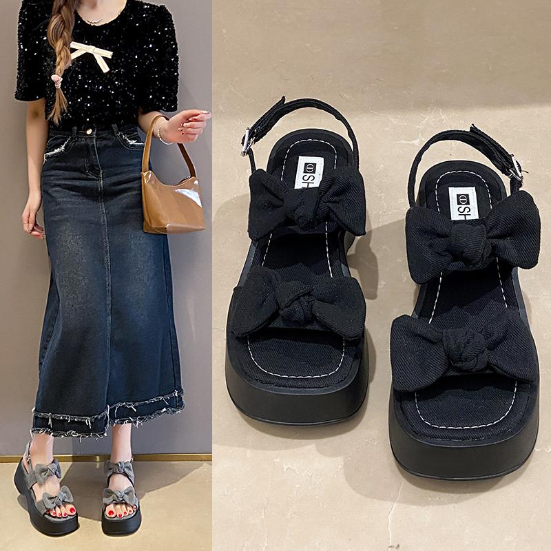 Fashion Pearl Sandals High Heels Comfort Shoes for Women Increasing Height All-Match Med Suit Female Beige High-heeled Girls Clogs Gladi