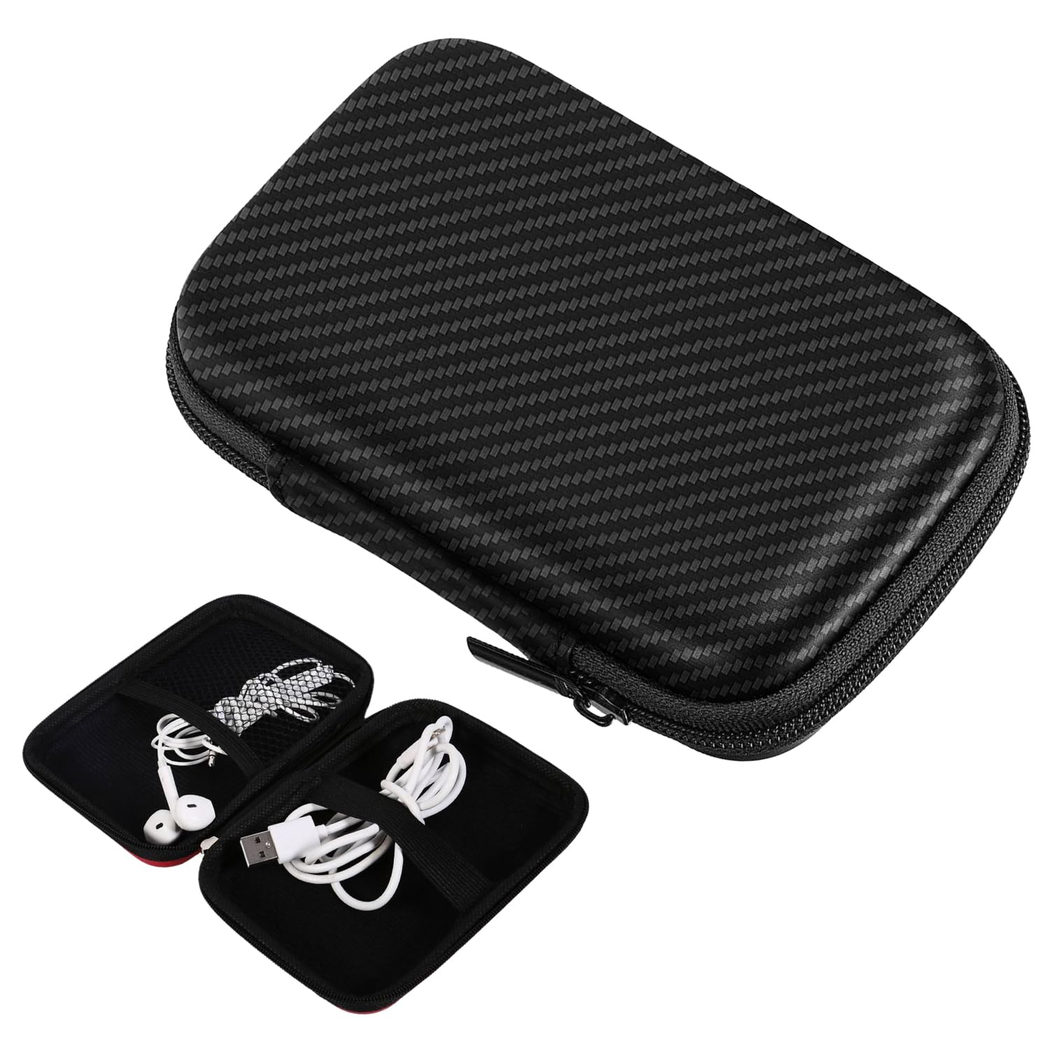 

Multifunctional Gadget Mobile Business Dustproof and Ideal for Storing Chargers and Earphones Case, Case, Black/Carbon Fiber/Gray, Portable, Travel,