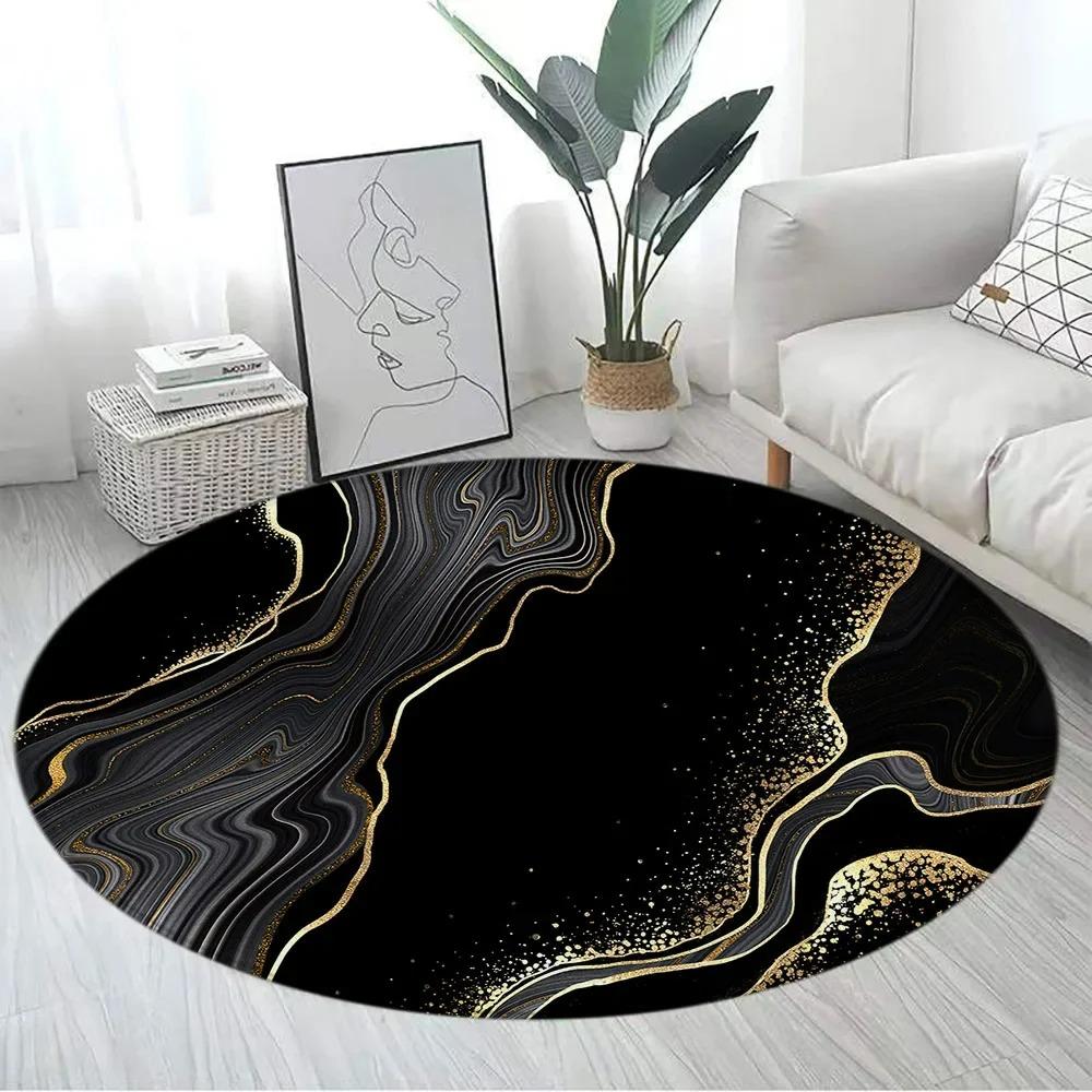 Marble Pattern Round Carpet Large Size Area Rugs for Living Room Bedroom Bathroom Soft Children Crawling Play Mat Home Decor