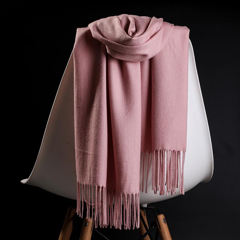 Solid Color Imitation Cashmere Scarf for Women Winter Korean Style Shawl and Scarf Dual Purpose Thickened Bridesmaid and Bride To Keep Warm in Autumn