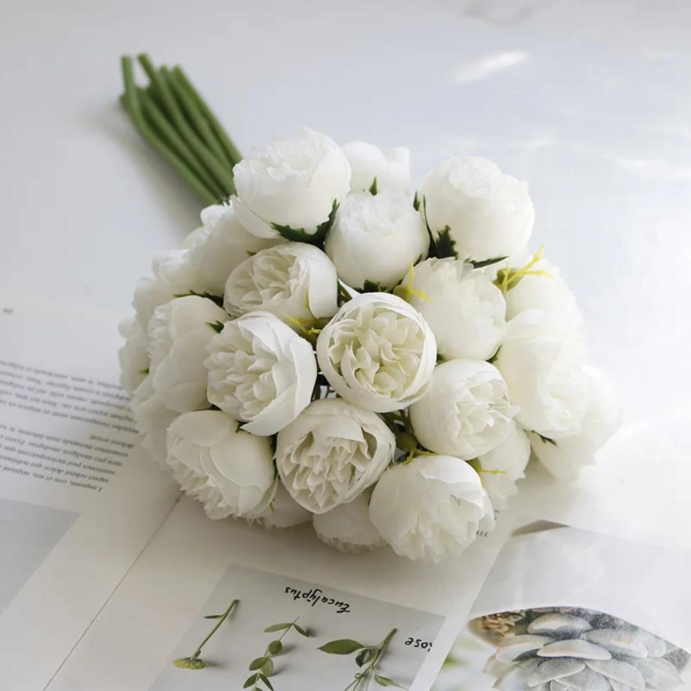 Fiori di seta, peonie, fiori artificiali, bouquet di rose, 27 teste, composizione floreale da tavolo, sposa, matrimonio, decorazione per la casa, fiori finti