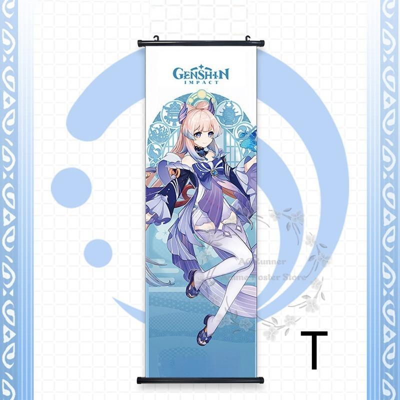 Impact Genshin Scroll Hanging Painting Anime Character Bedroom Decoration Painting Comic Exhibition Two-Dimensional Poster