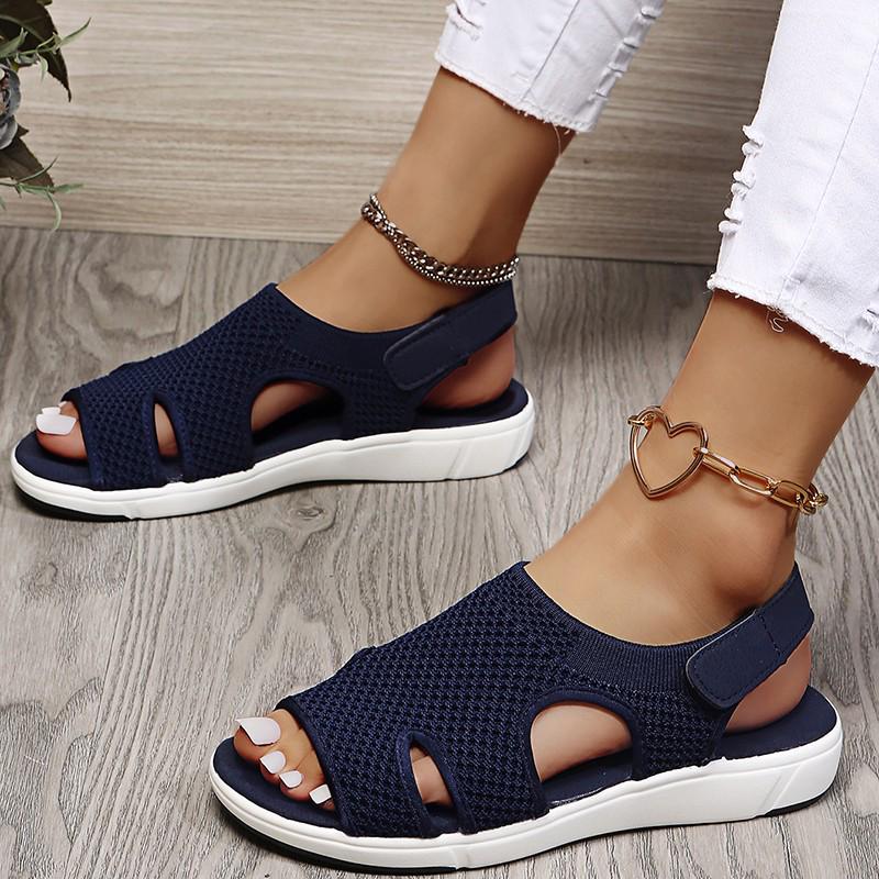 Women Summer European  & American Large Size Breathable Elastic Fish Mouth Sandals  43EU/CN44 темно-синий