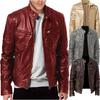Herr Mode Motorcykel PU Läderjacka Herr Läderjacka Coola Fickor med Dragkedja Läderrockar Herr Lyx Plus Storlek