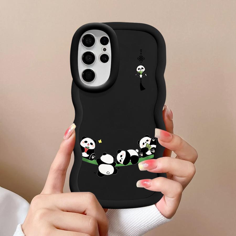 Cartoon Cute Panda Soft Phone Cover Case for Samsung Galaxy S21 S25 A26 S23 Plus S22 Ultra S20 FE A25 S24 A36 A54 A35 A34 A24