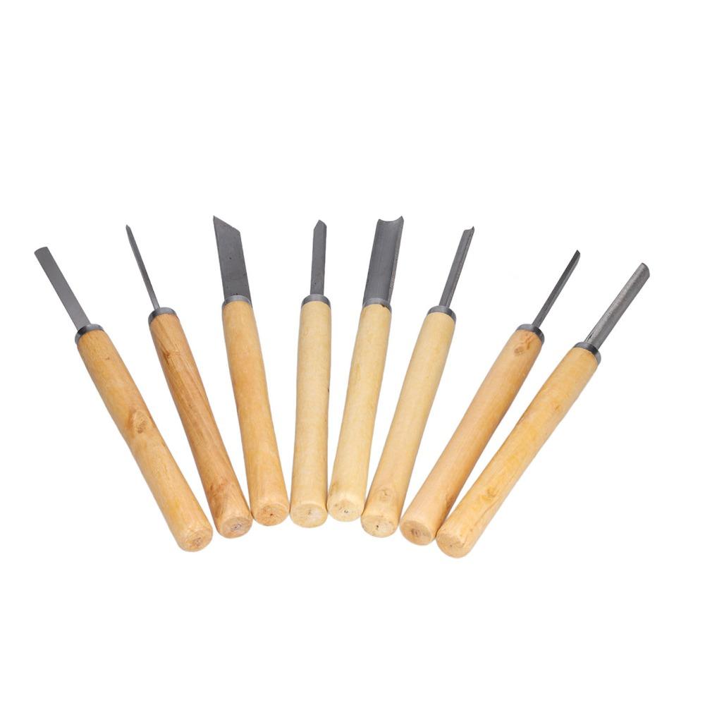 8PCS Skew Spear Point Round Nose Gouge Wood Turning Chisels Woodturning Tools For Woodworking