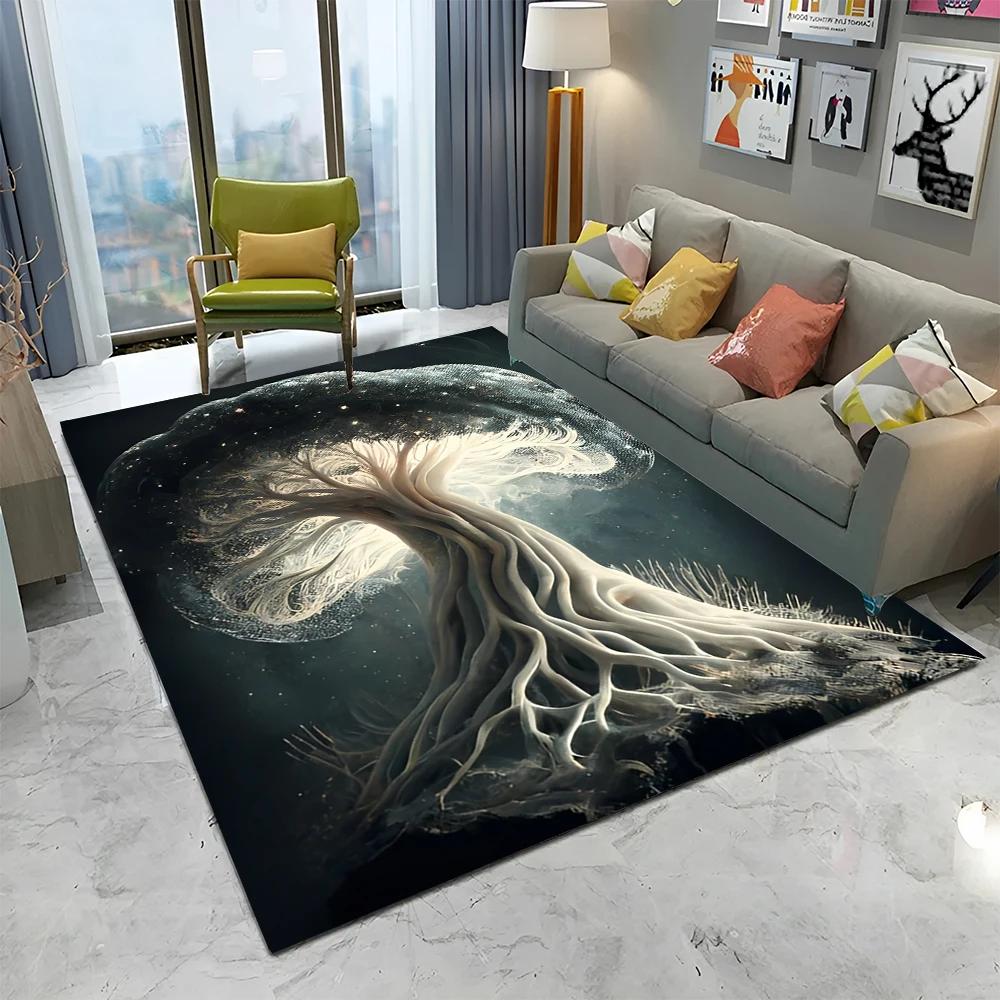 Viking Noorse Yggdrasil Levensboom Tapijt Vloerkleed voor Huis Woonkamer Slaapkamer Bank Deurmat Decoratie, Kinderkamer Vloerkleed Antislip Vloermat