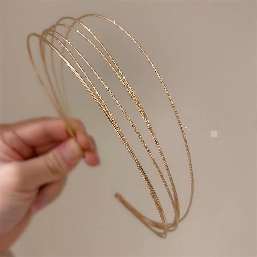 1 pz Cerchietto per capelli color oro da donna, cerchietto per capelli in metallo multistrato, accessori per capelli, cerchietto liscio per la testa