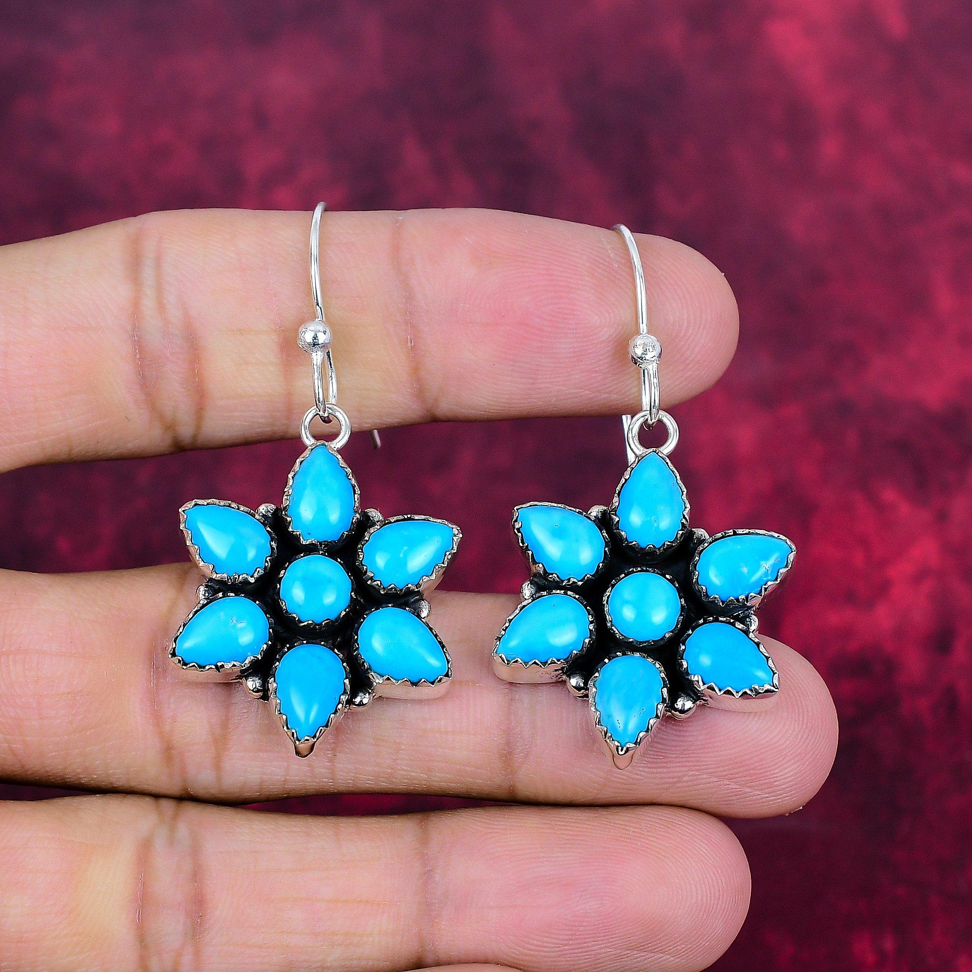 

Серьги из стерлингового серебра 925 пробы со спящей бирюзой, серьги ручной работы из непальского камня, ювелирные изделия, подарки для жены, абсолютно новые серьги 1.96 Inches