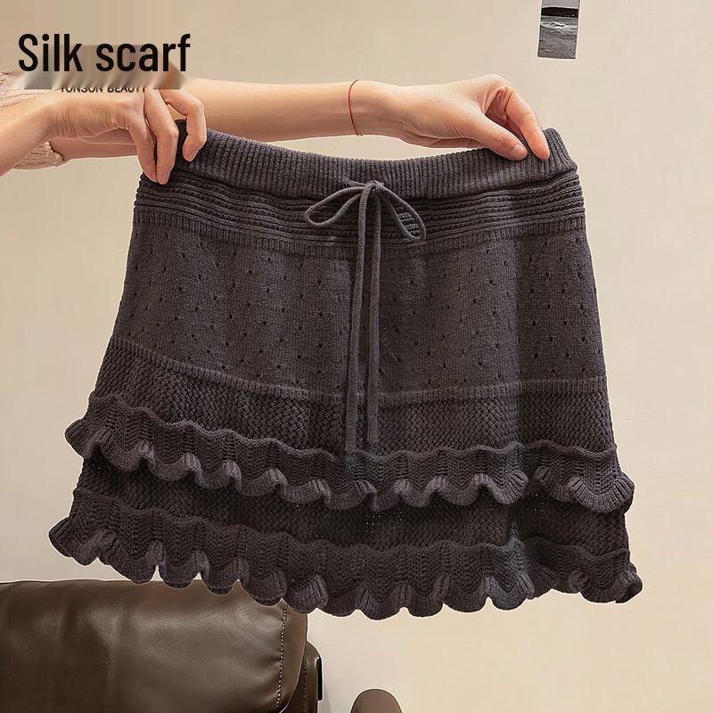 Women s High-Waisted Slim-Fit Drawstring A-Line Short Skirt M