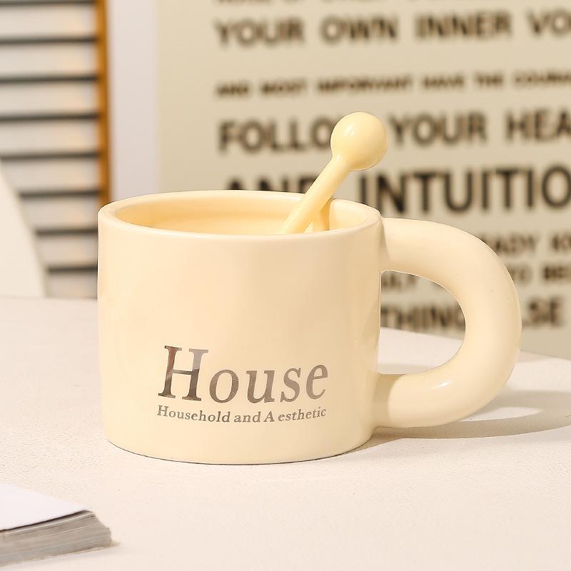 Simple Mug High Value Ceramic Water Cup Milk Cup Office Men's High End Exquisite Coffee Cup for Girls