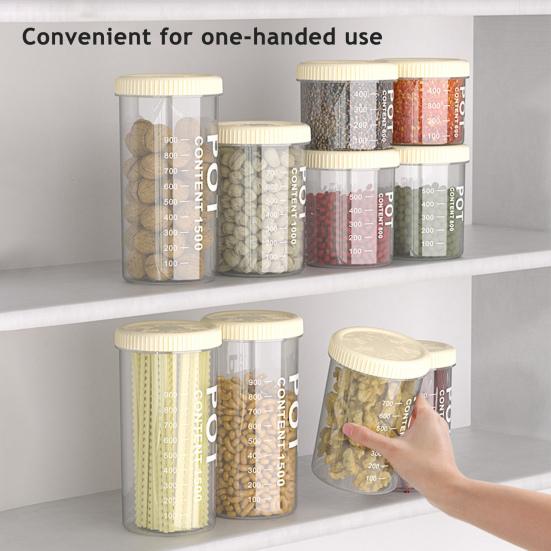 Transparent Grain Canister Kitchen Sealed Jar Food-Grade Airtight Storage Container Pantry Organizer for Snacks Dried Foods Tea